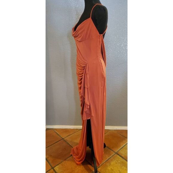 "Katie May So Juicy Rust Gown Front Slit Formal Dress - Picture 8 of 14